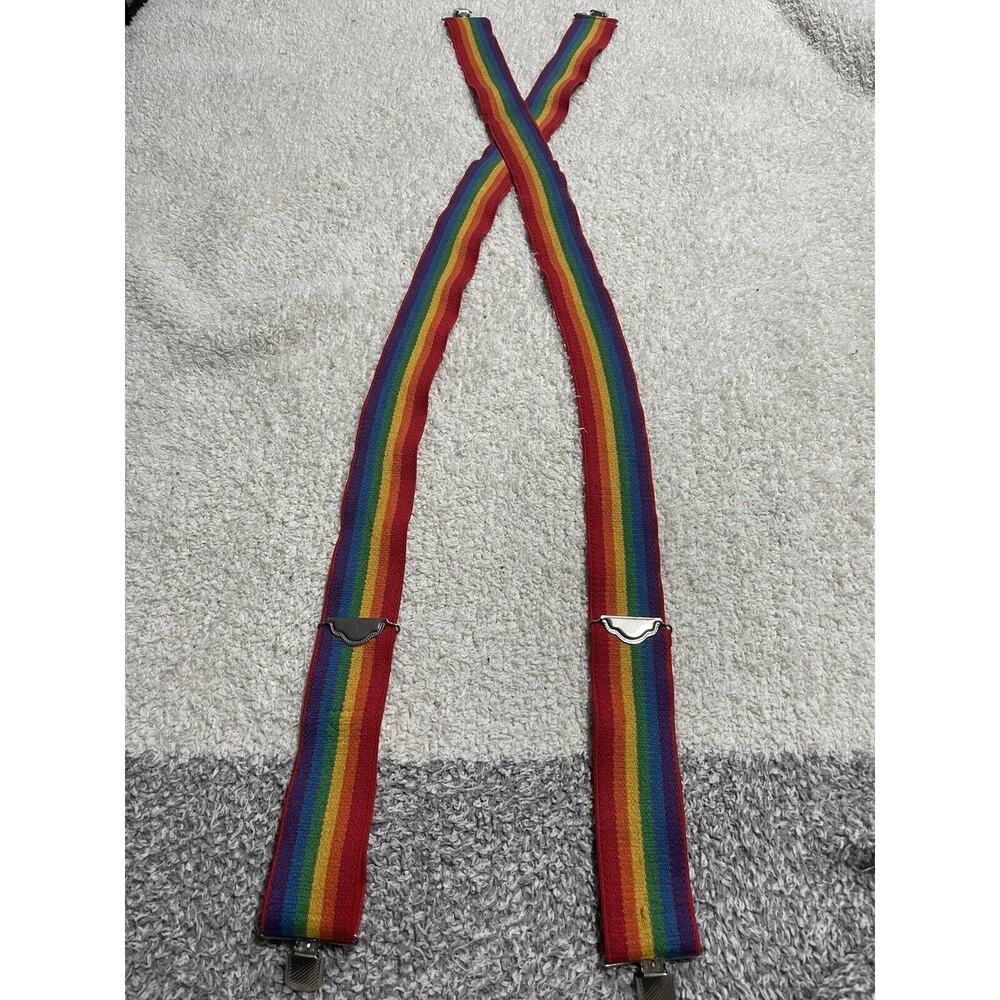Vintage Suspenders Rainbow Pride 2” Wide Robin Williams Mork & Mindy LGBTQ VTG